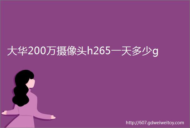 大华200万摄像头h265一天多少g